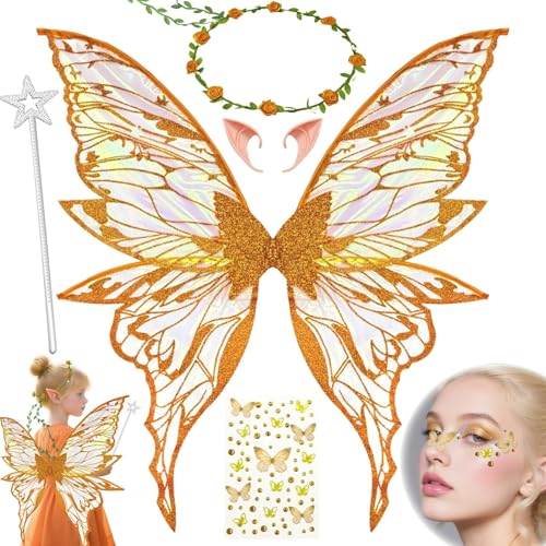 VLEDARLING Damen Mädchen Schmetterling Flügel Feenflügel Glitzernde Engelsflügel von VLEDARLING
