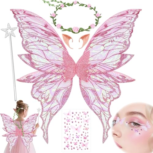 VLEDARLING Damen Mädchen Schmetterling Flügel Feenflügel Glitzernde Engelsflügel von VLEDARLING