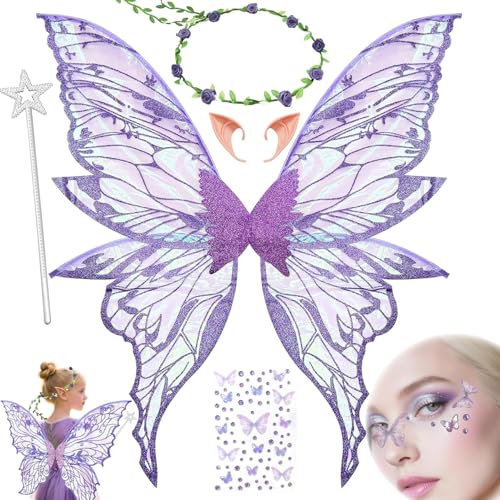 VLEDARLING Damen Mädchen Schmetterling Flügel Feenflügel Glitzernde Engelsflügel von VLEDARLING