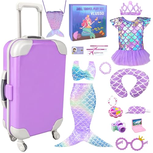 45,7 cm Puppenzubehör mit Koffer, Reisespielset mit Puppenkleidung, Kamera, Reisetasche, Kissen, Kleid, Brille, Puppenzubehör für 45,7 cm große Puppen 45,7 cm Puppenzubehör mit Koffer, Reisespielset mit Puppenkleidung, Kamera, Reisetasche, Kissen, Kleid, Brille, Puppenzubehör für 45,7 cm große Puppen von VLUSSO