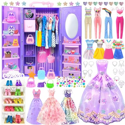 75 Kleidung für Puppen kleiderschrank Kleidung Schmuck Zubehör für 11,5 Zoll Puppe Mädchen Puppe Kleider mit Hochzeitskleid Oberteile Hosen Schuhe Kleiderbügel Taschen Geschenk Spielzeug für Mädchen 75 Kleidung für Puppen kleiderschrank Kleidung Schmuck Zubehör für 11,5 Zoll Puppe Mädchen Puppe Kleider mit Hochzeitskleid Oberteile Hosen Schuhe Kleiderbügel Taschen Geschenk Spielzeug für Mädchen von VLUSSO