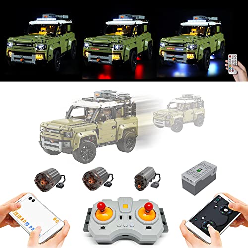 Technik Power Motoren LED Beleuchtungsset für Lego 42110 Land Rover Defender (Nicht Enthalten Modell) (RC Motor Kit + RC LED Light Kit) von VLites