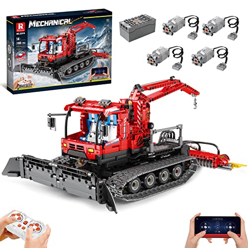 VLites 22019 Technik Schneepflug Klemmbausteine Bausatz, 1100 Teile Pistenraupe Ferngesteuert Bauspielzeug Modell (Originalverpackung) von VLites