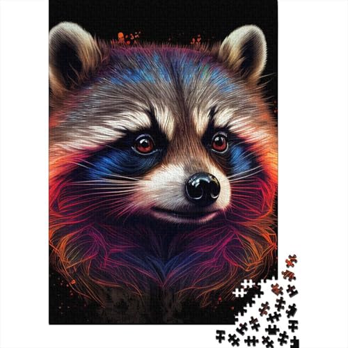1000 Stück bunte Waschbär-Puzzles für Erwachsene, Halloween-Geschenkpapier für Teenager, einzigartige Wohnaccessoires Geschenke und Geschenke 1000 Stück (38x26cm) von VMDUHFY