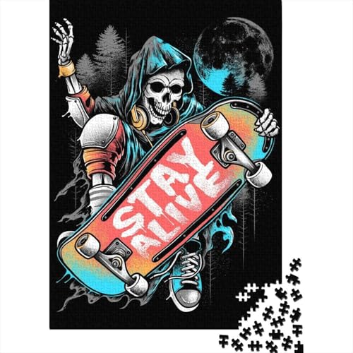 1000 Teile Skateboard Schädel Puzzle Erwachsene Puzzle für Erwachsene, Halloween-Geschenk ab 14 Jahren, 1000 Teile (38x26cm) von VMDUHFY