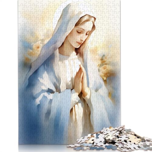 1000-teiliges Aquarellgemälde der Jungfrau Maria – Unsere Liebe Frau der Gnade, Puzzle für Erwachsene, Puzzle, einzigartige Heimdekoration und Geschenke (38 x 26 cm) von VMDUHFY