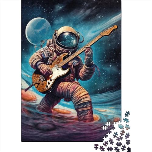 1000-teiliges Astronaut Gitarre spielendes Puzzle für Erwachsene und Jugendliche | Papierpuzzle | Nachhaltiges Puzzle für Erwachsene | 1000-teilige Spiele (38 x 26 cm) von VMDUHFY