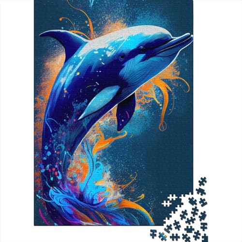 1000-teiliges Delfin-Tierpuzzle, Weihnachtsgeschenke, Papierpuzzle für Teenager, lustige Puzzles mit 1000 Teilen (38 x 26 cm) von VMDUHFY