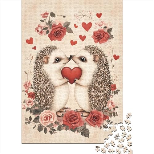 1000-teiliges Igel-Liebes-Puzzle für Erwachsene und Teenager, Papierpuzzle, 1000 Teile (75 x 50 cm) von VMDUHFY