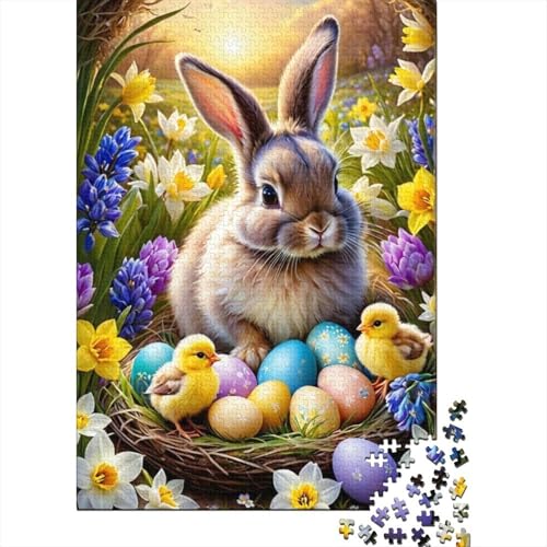 1000-teiliges Oster-Puzzle mit süßem Häschen, für Erwachsene, Papierpuzzles für Erwachsene, Teenager, Mann, Frau, Geschenk, 1000 Stück (38 x 26 cm) von VMDUHFY