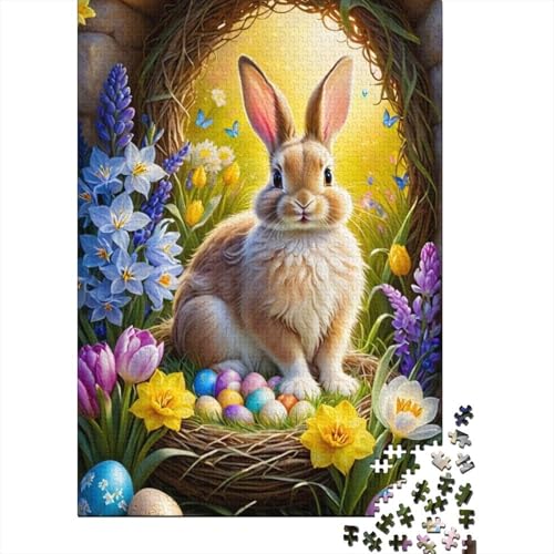 1000-teiliges Oster-Puzzle mit süßem Häschen für Erwachsene, Papierpuzzle, Lernspiel für Erwachsene Teenager, 1000 Teile (38 x 26 cm) von VMDUHFY