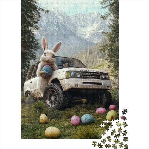 1000-teiliges Oster-Puzzle mit süßem Häschen für Erwachsene, Papierpuzzle für Erwachsene, Lernspiel, Herausforderungsspielzeug, 1000 Stück (38 x 26 cm) von VMDUHFY