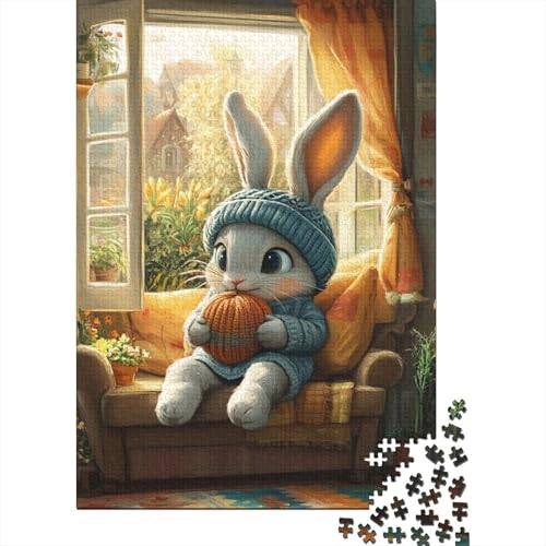 1000-teiliges Oster-Puzzle mit süßem Häschen für Erwachsene, Papierpuzzle für Erwachsene, Lernspiel, Herausforderungsspielzeug, 1000 Stück (38 x 26 cm) von VMDUHFY
