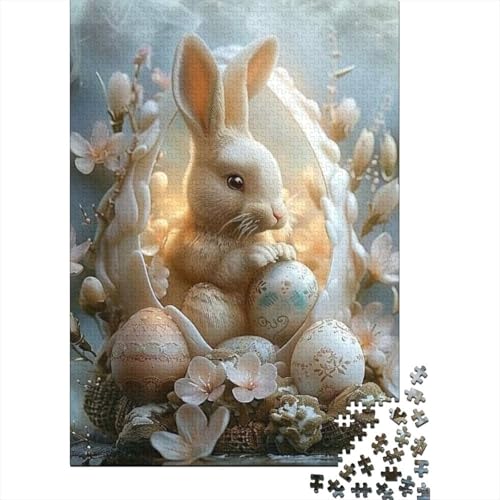 1000-teiliges Oster-Puzzle mit süßem Häschen für Erwachsene, Papierpuzzle für Erwachsene, Lernspiel, Herausforderungsspielzeug, 1000 Stück (38 x 26 cm) von VMDUHFY