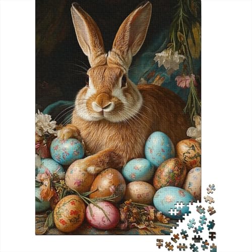 1000-teiliges Oster-Puzzle mit süßem Häschen für Erwachsene, Papierpuzzle für Erwachsene, für Familienspaß und Spieleabend, 1000 Teile (75 x 50 cm) von VMDUHFY