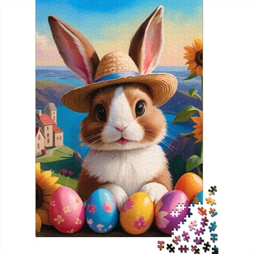 1000-teiliges Oster-Puzzle mit süßem Häschen für Erwachsene, Puzzle, Lernspiel, Herausforderungsspielzeug, 1000 Stück (38 x 26 cm) von VMDUHFY