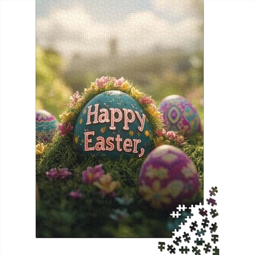 1000-teiliges Oster-Puzzle mit süßem Häschen für Erwachsene, Puzzle, Lernspiel, Herausforderungsspielzeug, 1000 Stück (38 x 26 cm) von VMDUHFY