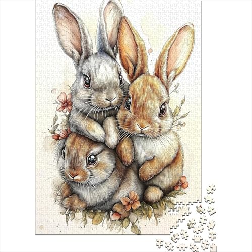 1000-teiliges Oster-Puzzle mit süßem Häschen für Erwachsene, Puzzle, Lernspiel, Herausforderungsspielzeug, 1000 Stück (38 x 26 cm) von VMDUHFY