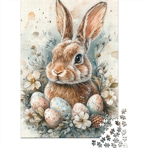 1000-teiliges Oster-Puzzle mit süßem Häschen für Erwachsene und Teenager, Lernspiele für zu Hause, DIY-Spielzeug, 1000 Stück (75 x 50 cm) von VMDUHFY
