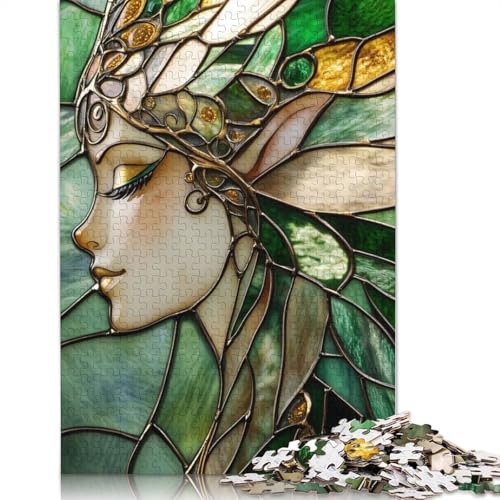 1000-teiliges Puzzle, Buntglas-Feenporträt, Papierpuzzles für Erwachsene, Lernspiele, 1000 Stück (75 x 50 cm) von VMDUHFY