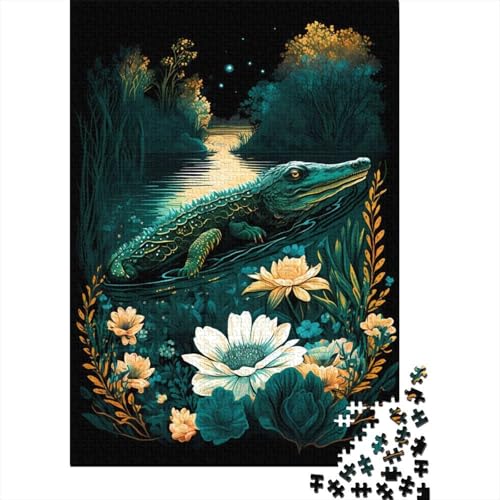 1000-teiliges Puzzle der verzauberten Welt des Krokodils für Erwachsene und Jugendliche, Holzpuzzle, nachhaltiges Puzzle für Erwachsene | Spiele 1000 Teile (75x50cm) von VMDUHFY