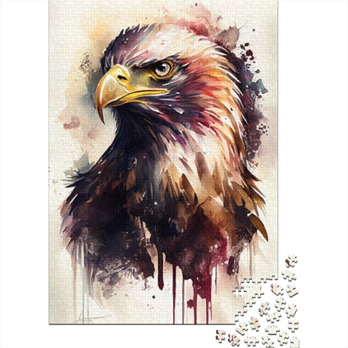 1000-teiliges Puzzle mit Adler und Aquarell für Erwachsene und Jugendliche | Papierpuzzle | Nachhaltiges Puzzle für Erwachsene | 1000-teilige Spiele (38x26cm) von VMDUHFY