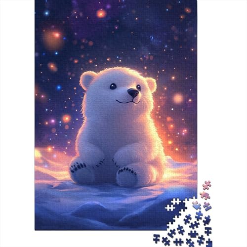 1000-teiliges Puzzle mit weißem Eisbären für Erwachsene Teenager, Papierpuzzle, nachhaltiges Puzzle für Erwachsene | Spiele 1000 Teile (38 x 26 cm) von VMDUHFY