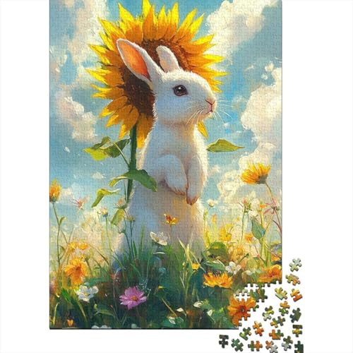 1000-teiliges Puzzle mit weißem Kaninchen für Erwachsene, Papierpuzzles für Erwachsene, Teenager, Mann, Frau, Geschenk, 1000 Stück (75 x 50 cm) von VMDUHFY
