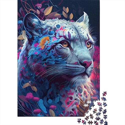 1000-teiliges buntes Schneeleopard-Puzzle für Erwachsene und Jugendliche, nachhaltiges Papierpuzzle für Erwachsene | 1000-teilige Spiele (38 x 26 cm) von VMDUHFY