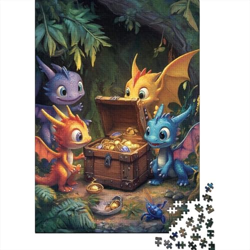 1000-teiliges süßes Drachen-Puzzle für Kleinkinder, Papierpuzzle für Erwachsene und Teenager, Lernpuzzle, 1000 Teile (75 x 50 cm) von VMDUHFY