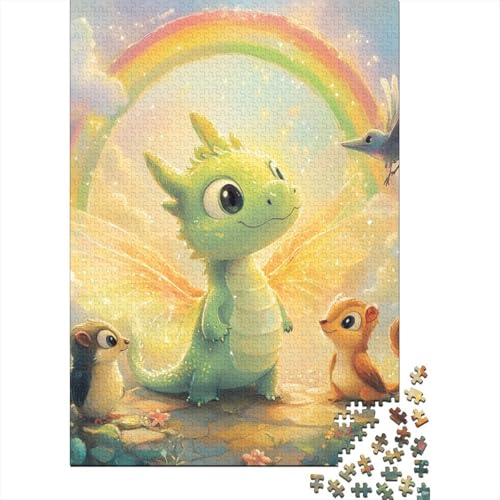 1000-teiliges süßes Drachen-Puzzle für Kleinkinder, für Erwachsene und Teenager, Lernspiele für zu Hause, DIY-Spielzeug, 1000 Stück (75 x 50 cm) von VMDUHFY