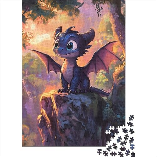 1000-teiliges süßes Drachen-Puzzle für Kleinkinder, für Erwachsene und Teenager, Papierpuzzle, 1000 Teile (75 x 50 cm) von VMDUHFY