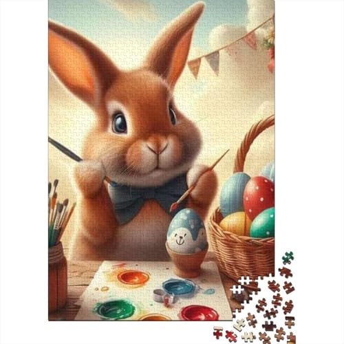 1000-teiliges süßes Osterhasen-Puzzle für Erwachsene, Papierpuzzles, Puzzles für Erwachsene, Lernspiel, Herausforderungsspielzeug, 1000 Stück (38 x 26 cm) von VMDUHFY