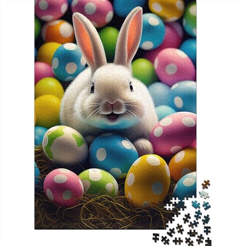 1000-teiliges süßes Osterhasen-Puzzle für Erwachsene, Papierpuzzles, Puzzles für Erwachsene, Lernspiel, Herausforderungsspielzeug, 1000 Stück (75 x 50 cm) von VMDUHFY