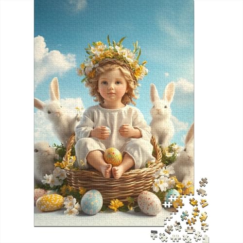 1000-teiliges süßes Osterhasen-Puzzle für Erwachsene, Papierpuzzles, Puzzles für Erwachsene, Lernspiel, Herausforderungsspielzeug, 1000 Stück (75 x 50 cm) von VMDUHFY