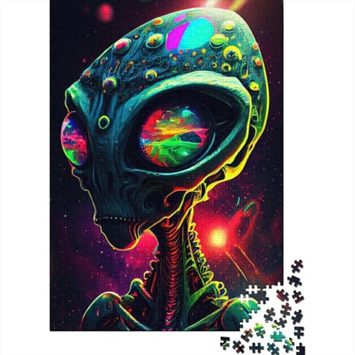 Alien-Puzzle zum Malen für Erwachsene, 1000 Teile, Puzzle für Erwachsene und Jugendliche, Familienspiel, 1000 Teile (38 x 26 cm) von VMDUHFY
