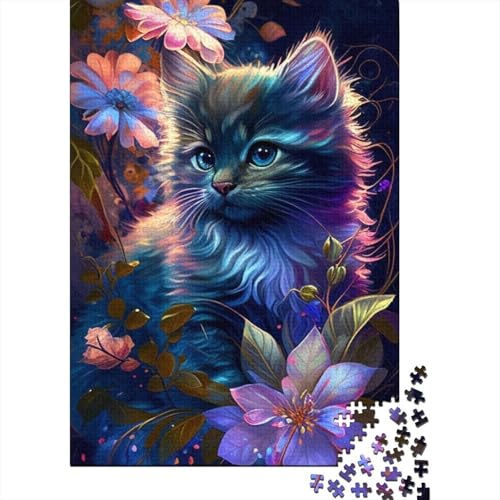 Art Animal Cat Puzzle Dekompressionsspielzeug, 100 Prozent recycelter Karton, Puzzle für Erwachsene, Vatertagsgeschenke, 1000 Teile (75 x 50 cm) von VMDUHFY