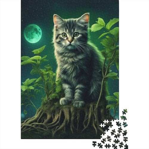 Art Animal Cat Puzzle Dekompressionsspielzeug, 100 Prozent recycelter Karton, Puzzle für Erwachsene, Vatertagsgeschenke, 1000 Teile (75 x 50 cm) von VMDUHFY