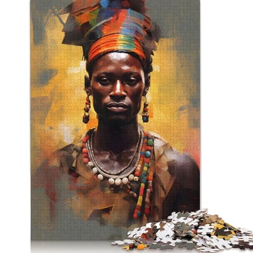Bemalte afrikanische Stammesmänner, Puzzles für Erwachsene, 1000-teiliges Puzzle für Teenager, Lernspiel, Herausforderung, Spielzeug, 1000 Stück (75 x 50 cm) von VMDUHFY