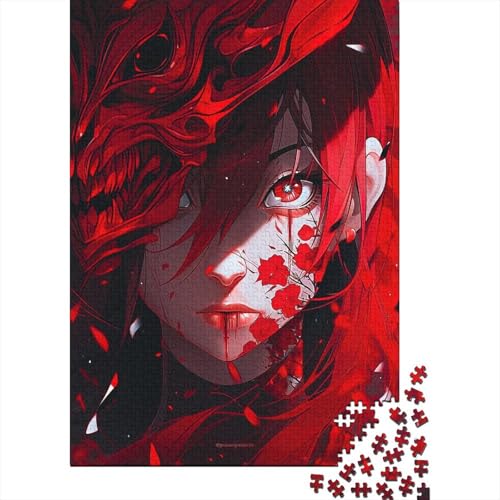 Blut Red Shadow Puzzle, 1000 Teile, für Erwachsene und Jugendliche ab 12 Jahren, Weihnachtsgeschenke, 1000 Stück (38 x 26 cm) von VMDUHFY