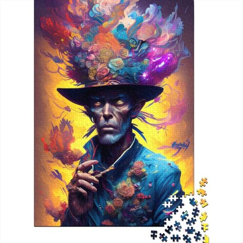 Bunte Puzzle Erwachsene "Mann mit Hut" 1000 Teile, Puzzle für Erwachsene und Jugendliche, Familienspiel, 1000 Teile (38x26cm) von VMDUHFY