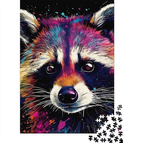 Buntes 1000-teiliges Waschbär-Puzzle für Erwachsene und Jugendliche, nachhaltiges Papierpuzzle für Erwachsene | 1000-teilige Spiele (38 x 26 cm) von VMDUHFY