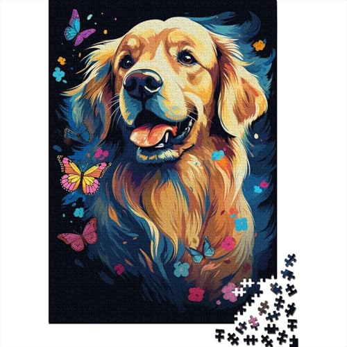 Buntes künstlerisches Golden Retriever-Puzzle-Spielzeug, Lernspiel, Premium-Karton-Puzzle für Erwachsene und Kinder, 1000 Teile (75 x 50 cm) von VMDUHFY