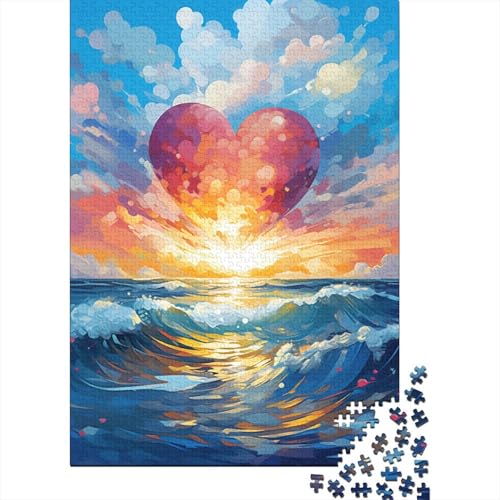 Buntes künstlerisches Liebesherz-Puzzle, herausfordernd und knifflig, 100% recycelter Karton, Puzzle für Erwachsene und Kinder, 1000 Teile (75 x 50 cm) von VMDUHFY