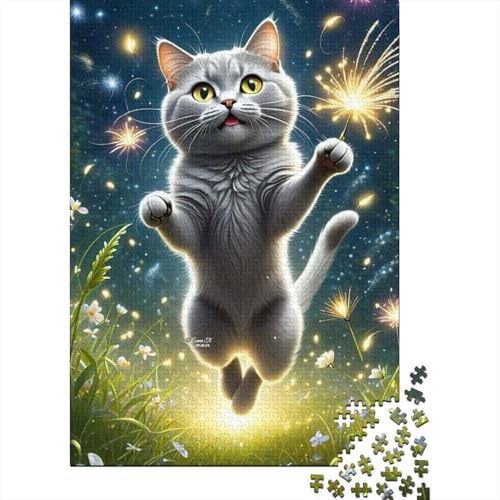 Kunst-Tier-Katzen-Puzzle, einzigartige Heimdekoration, 100% recycelter Karton, Puzzle für Jungen oder Mädchen, 1000 Teile (75 x 50 cm) von VMDUHFY
