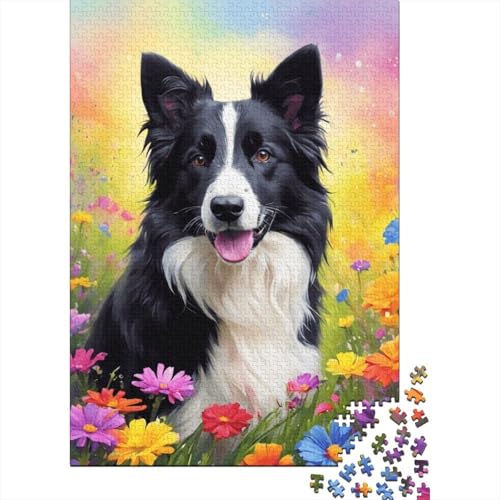 Kunstblumen- und Hunde-Puzzle, Spielzeug, Lernspiel, Premium-Karton-Puzzle für Erwachsene und Kinder, 1000 Teile (75 x 50 cm) von VMDUHFY