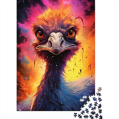 Malen von bunten Straußenpuzzles, herausfordernd und knifflig, Premium-Karton-Puzzle für Erwachsene, 1000 Teile (75 x 50 cm) von VMDUHFY