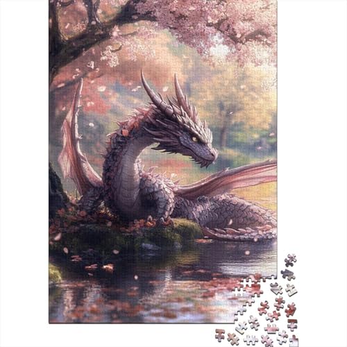 Niedliches Drachen-Puzzle für Kleinkinder, 1000 Teile, für Erwachsene und Teenager ab 12 Jahren, 1000 Teile (75 x 50 cm) von VMDUHFY