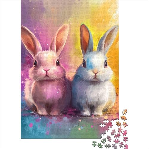 Oster-Puzzle mit süßem Häschen, 1000 Teile, Papierpuzzle für Erwachsene und Teenager, Familienspiel, 1000 Teile (38 x 26 cm) von VMDUHFY