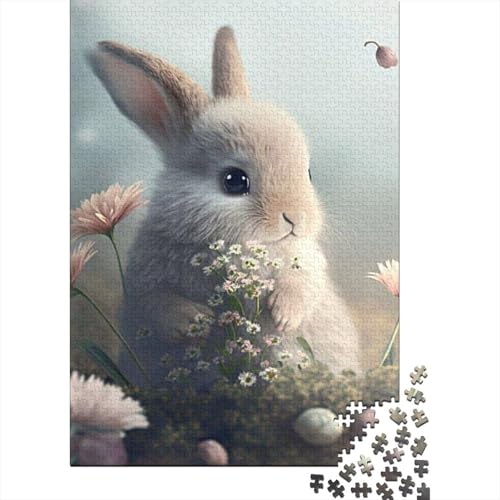 Oster-Puzzle mit süßem Häschen, 1000 Teile, Puzzle, Denksportaufgaben für Erwachsene, 1000 Teile (38 x 26 cm) von VMDUHFY